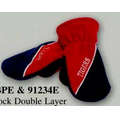 Premium Polar Fleece Colorblock Double Layer Mittens with Piping